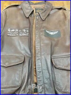 Avirex Type A-2 Bomber Leather Jacket Size 42 U. S Army Air Force Made In USA