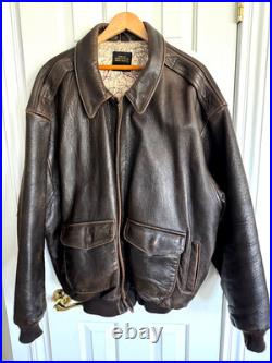 Avirex Type A-2 Brown Leather Flight Jacket US Army Air Force XL withMap Lining