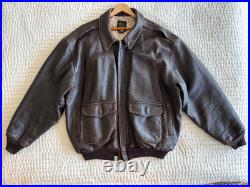 Avirex Type A-2 Brown Leather Flight Jacket US Army Air Force XL withMap Lining