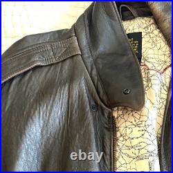 Avirex Type A-2 Brown Leather Flight Jacket US Army Air Force XL withMap Lining