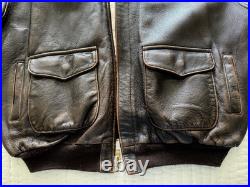 Avirex Type A-2 Brown Leather Flight Jacket US Army Air Force XL withMap Lining