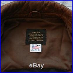 Avirex Type A-2 US Army Air Forces Leather Flight Jacket Made in USA Vtg 1986