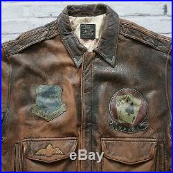 Avirex Type A-2 VP-21 US Army Air Forces Leather Flight Jacket Vtg 80s Size L
