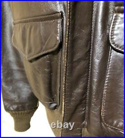 Avirex US Army Air Forces A-2 Leather Flight Jacket Size 44 Scovill Zipper EUC