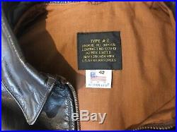 Avirex Vintage A2 Pilot's Leather Jacket u. S. ARMY Air Force Black Size M 42in