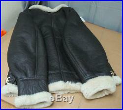 B-3 Aviation Air Force Us Army Style Shearling Sheepskin Jacket Size Large! 1a1