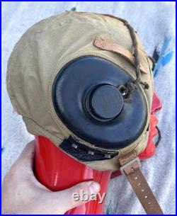 Bates Shoe Co. Canvas Flight Helmet AN-H-15 US Military Army Air Force WWII L