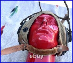 Bates Shoe Co. Canvas Flight Helmet AN-H-15 US Military Army Air Force WWII L