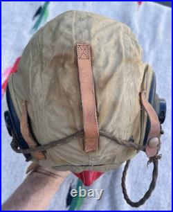 Bates Shoe Co. Canvas Flight Helmet AN-H-15 US Military Army Air Force WWII L