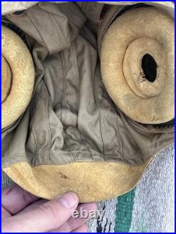 Bates Shoe Co. Canvas Flight Helmet AN-H-15 US Military Army Air Force WWII L