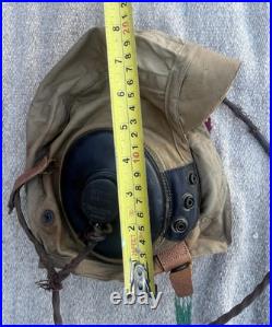 Bates Shoe Co. Canvas Flight Helmet AN-H-15 US Military Army Air Force WWII L