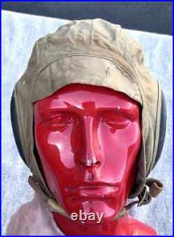 Bates Shoe Co. Canvas Flight Helmet AN-H-15 US Military Army Air Force WWII M