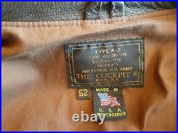 Cockpit US Army Air Force Type A-2 Leather Jacket Men's Size 52