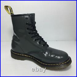 Dr Martens Grey Patent Shiny 8 Eye 1460W Boots Womens Size UK7 AU9 US9 LIKE NEW