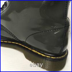Dr Martens Grey Patent Shiny 8 Eye 1460W Boots Womens Size UK7 AU9 US9 LIKE NEW