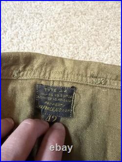 Early WWII US Army Air Force A-4 Flight Suit Size 42 No Belt Holes, Stains, READ