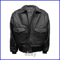 Flight Jacket A2 Leather US Bomber Air Force Coat Military Army Black Small