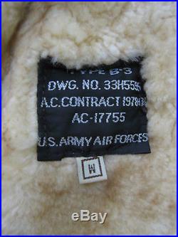 Genuine U. S. Army Air Forces B-3 Shearling Bomber Flight Jacket Women's M