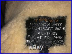 Genuine Us Army Air Force Issued B-3 Shearling Leather Flight Bomber Jacket L