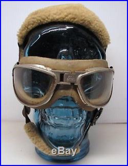 Genuine Wwii Pilot Skull Cap An 6530 Goggles Aviator Us Army Air Force Property