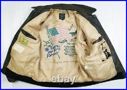 HOT VTG Men AVIREX @ A-2 US ARMY AIR FORCE FLIGHT BROWN LEATHER BOMBER Jacket L