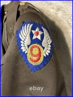 ID'D WW2 US 9th Army Air Corps Air Force Officer Chocolate Brown Jacket Uniform