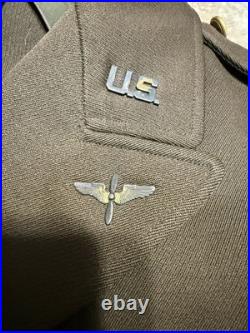 ID'D WW2 US 9th Army Air Corps Air Force Officer Chocolate Brown Jacket Uniform