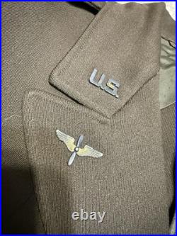 ID'D WW2 US 9th Army Air Corps Air Force Officer Chocolate Brown Jacket Uniform