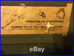 Kearney Swaging machine 6-5 with attachments US Army Air Force