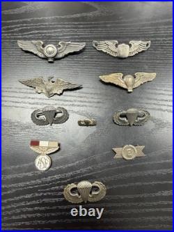 LOT Of 10 Original WWII Sterling US Army Military Airforce Sterling Silver Pins