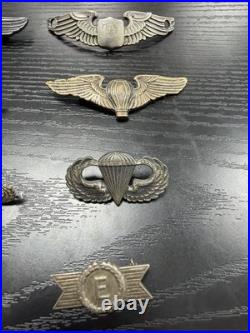 LOT Of 10 Original WWII Sterling US Army Military Airforce Sterling Silver Pins