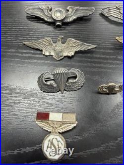 LOT Of 10 Original WWII Sterling US Army Military Airforce Sterling Silver Pins