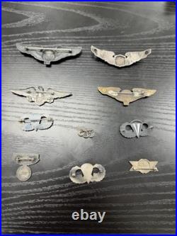 LOT Of 10 Original WWII Sterling US Army Military Airforce Sterling Silver Pins