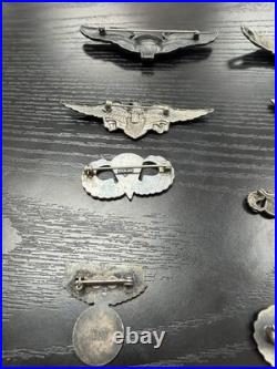 LOT Of 10 Original WWII Sterling US Army Military Airforce Sterling Silver Pins