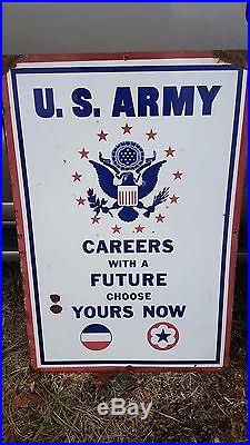 Large Double Sided Porcelain U. S. Army Air Force Recruiting 3 Color Sign