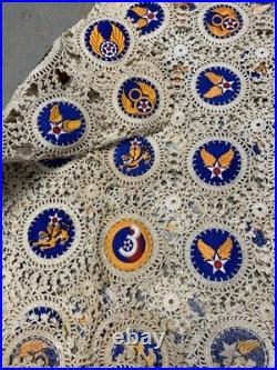 Large Hand Sewn 3 7 14 15th Us Army Air Force WWII Blanket Crochet 143 Patches