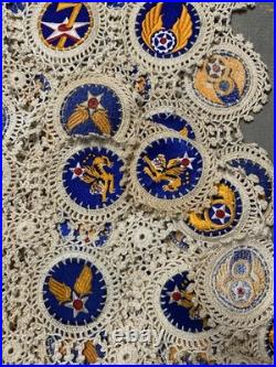 Large Hand Sewn 3 7 14 15th Us Army Air Force WWII Blanket Crochet 143 Patches