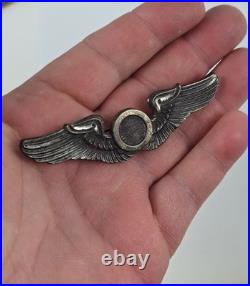 Large WWII US Army Air Force Observer Wings Sterling silver Pin 3.5 length