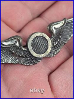 Large WWII US Army Air Force Observer Wings Sterling silver Pin 3.5 length