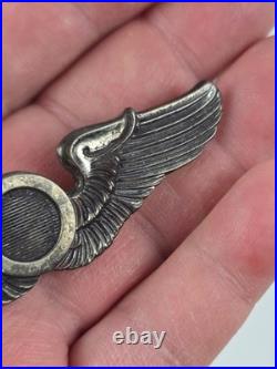 Large WWII US Army Air Force Observer Wings Sterling silver Pin 3.5 length