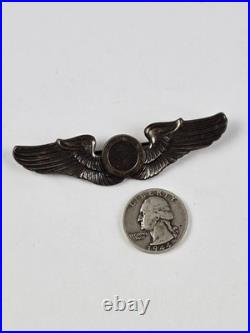 Large WWII US Army Air Force Observer Wings Sterling silver Pin 3.5 length