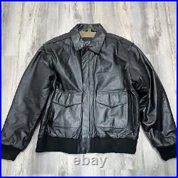 Leather Bomber Flyers Jacket Men's Type A-2 US Army Air Force L Reg Black 8415