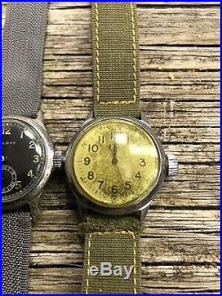 Lot Of Vintage Military WWII Watches A-17 US Air Force/Army Bulova Elgin Waltham