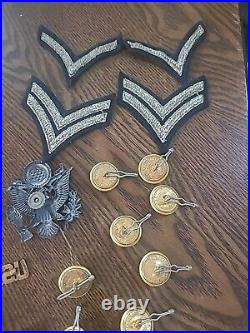 Lot WW2 US Army Air Force Pilot Hat Badge Propeller Wings Pin Buttons Uniform