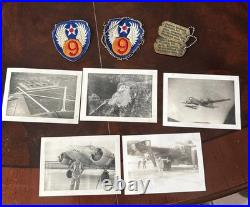 Lot WWII Dog Tags 9th Air Force Patches Photos B-29 At-7 Hondo AAF Mt. Rushmore