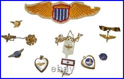 Lot of 10 WWII US Army Air Force Sweetheart Home Front Pins Patch Sterling