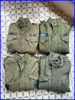 Lot of 4 US Army US Air Force Vintage M-65 OG Field Jacket