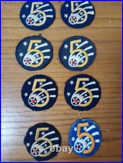 Lot of 8 WWII US Army 5th Air Force AAF Felt Snowback Cheesecloth WORN Patches