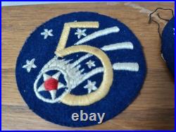Lot of 8 WWII US Army 5th Air Force AAF Felt Snowback Cheesecloth WORN Patches