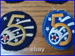 Lot of 8 WWII US Army 5th Air Force AAF Felt Snowback Cheesecloth WORN Patches